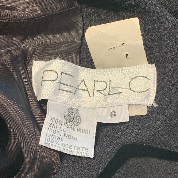 Pearl C | Vintage Black Crepe Wool Lined Long Sleeve Sheath Dress 6 - Picture 12 of 17